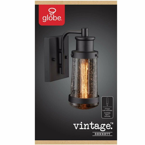 Globe Electric Vintage 1-Light Matte Black Bennett Wall Sconce GL7469